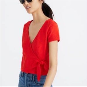 Madewell textured and thread wrap tie top